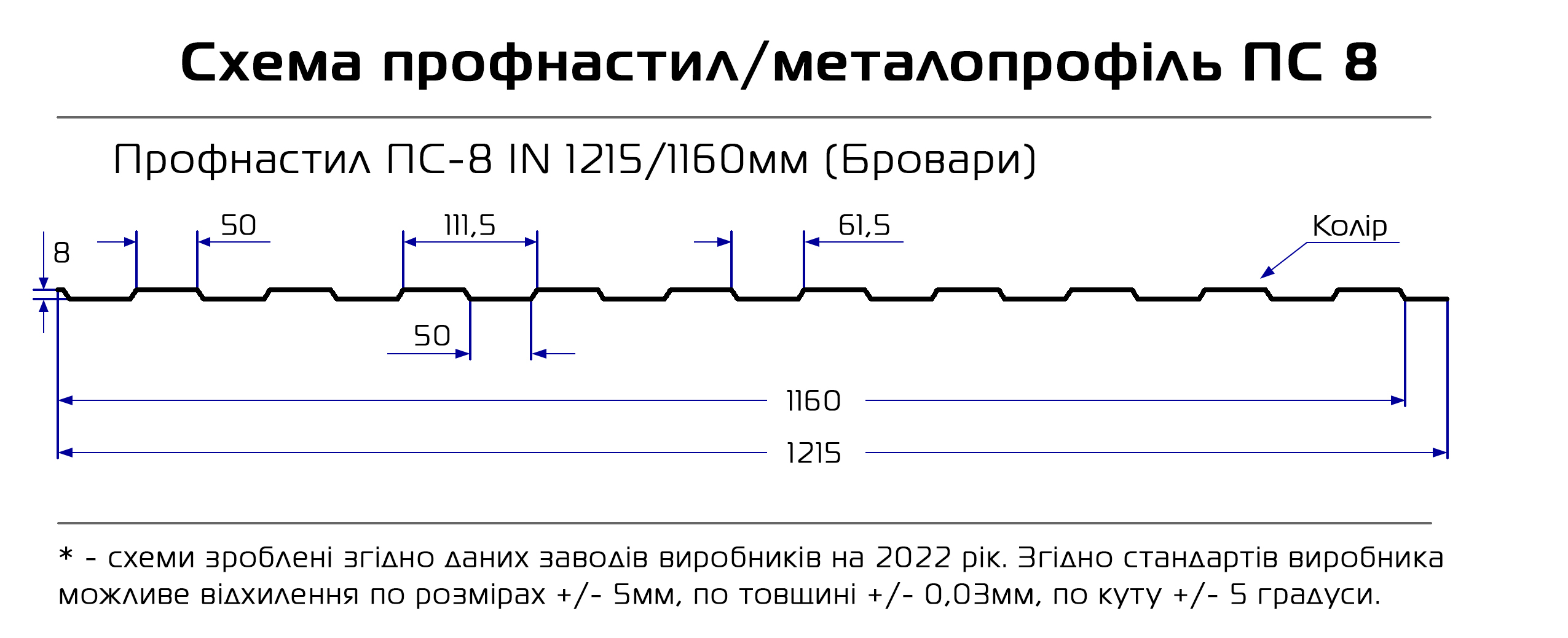 Профнастил для забора ПС-8