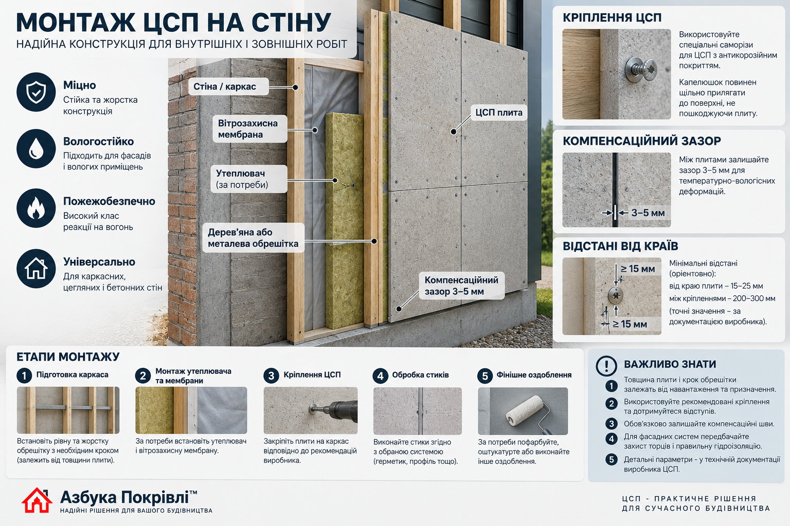 Монтаж ЦСП на стены